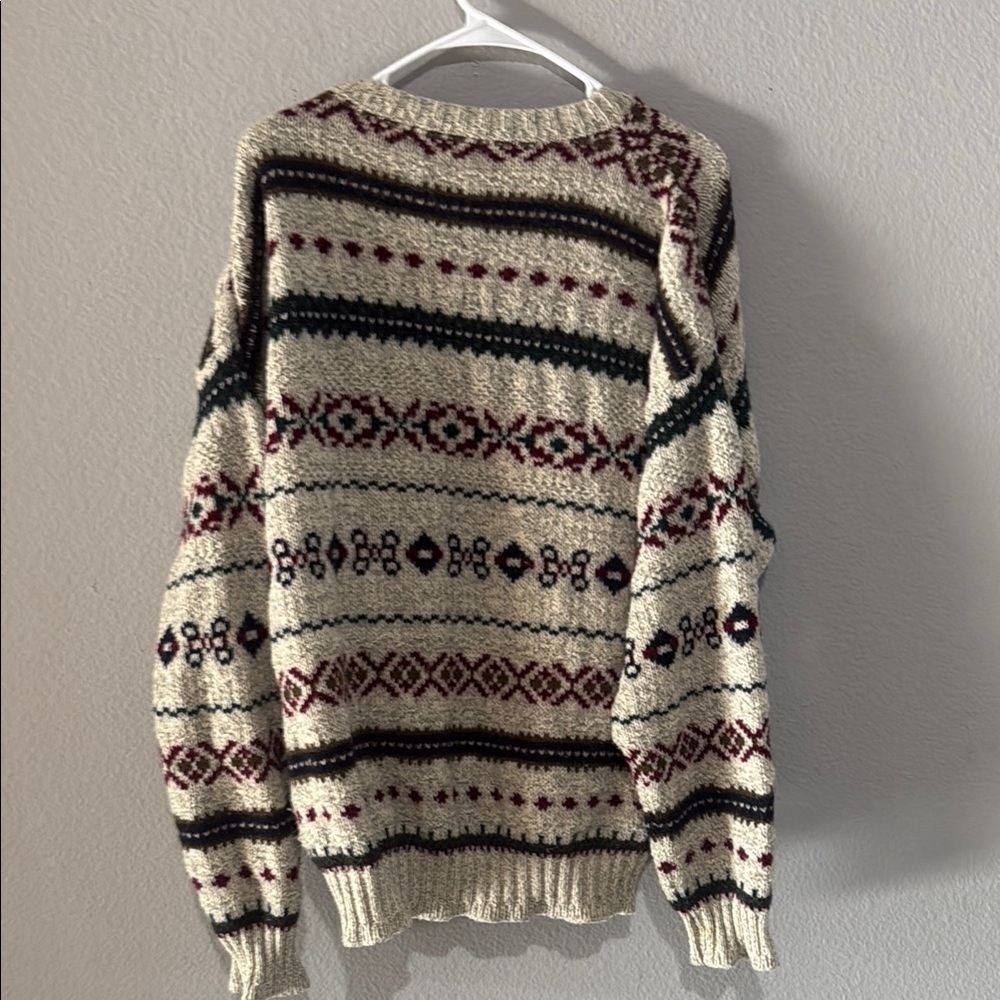 Vintage LL bean Men's Patterned wool Sweater - dad sweater thick warm - Picture 6 of 9